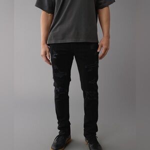 American Eagle Black Distressed Next Level Flex Athletic Cut Jeans Size 36x32